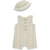 Little Me Clothes for Baby Boys’ Soft Cotton Short Sleeve Romper Shirt and Coordinating Hat Set, 3 to 12 Months(Reseda/Marshmallow)