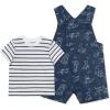 Little Me baby-boys 2-piece Tee Shirt and Shortall Set(Blue Puppipes)