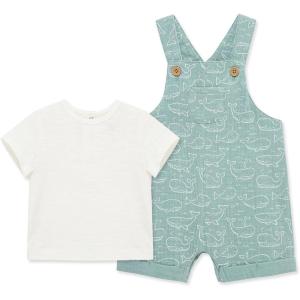 Little Me Baby-Boys 2-piece Gauze Tee Shirt and Shortall Set, 3 to 12 Months(Aquifer/Marshmallow)