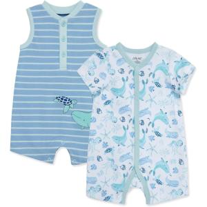 Little Me Clothes for Baby Boys’ 2-Pack Rompers, 3-12 Months(Placid Blue)