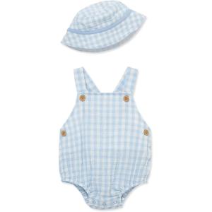 Little Me Clothes for Baby Boys’ Gauze Sunsuit and Hat Set, 3 to 12 Months(Chambray Blue)