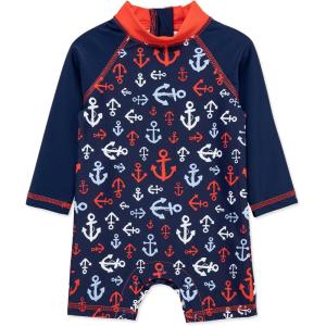 Little Me Clothes for Baby Boys’ Long Sleeve Full Coverage Rash Guard Suit, 6-24 Months(Medieval Blue)