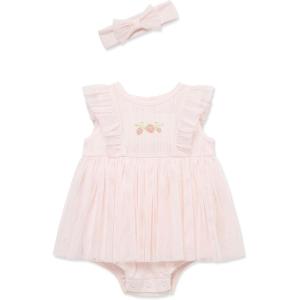 Little Me Clothes for Baby Girls’ Popover Bodysuit Dress and Headband Set, 3-12 Months(Barely Pink Strawberry)