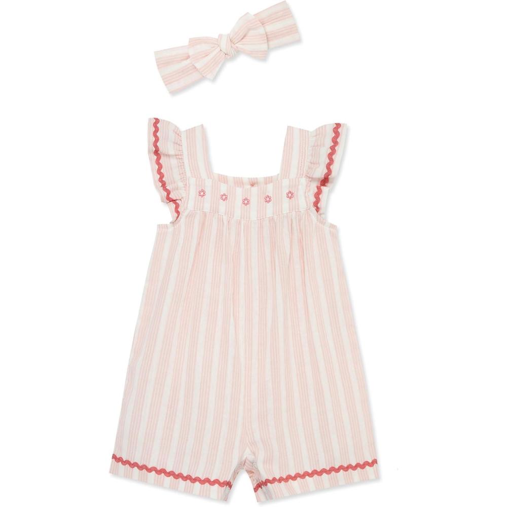 imageLittle Me Clothes for Baby Girls 100 Cotton Gauze Romper and Headband Set 12 Months to 4 Toddler