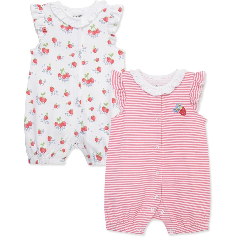 imageLittle Me Clothes for Baby Girls 2Pack Rompers 3 Months 12 MonthsPink LemonadeMulti