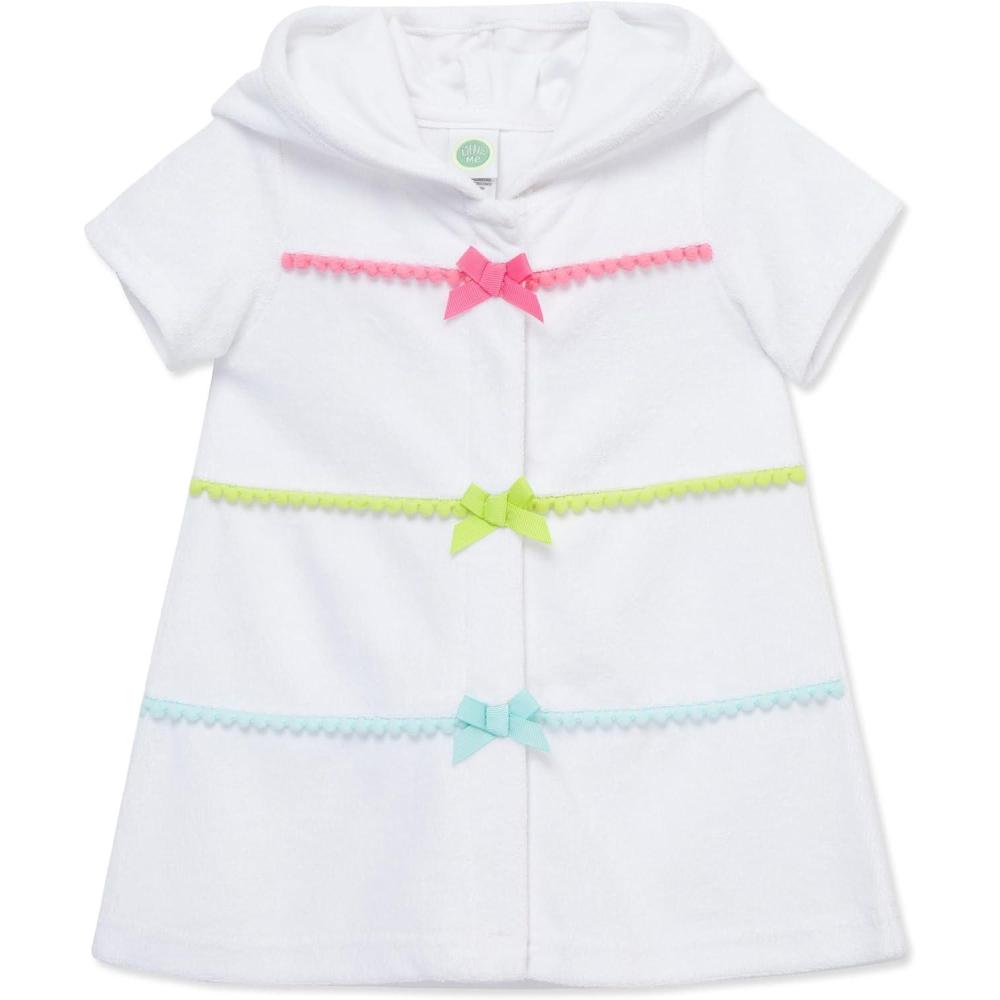 imageLittle Me Clothes for Baby Girls Swimsuit Hooded CoverUp 6 Months 4 ToddlerWhite Multi