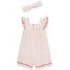 Little Me Clothes for Baby Girls’ 100% Cotton Gauze Romper and Headband Set, 12 Months to 4 Toddler
