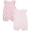 Little Me Clothes for Baby Girls’ 2-Pack Rompers, 3 Months – 12 Months(Almond Blossom/Multi)