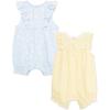 Little Me Clothes for Baby Girls’ 2-Pack Rompers, 3 Months – 12 Months(Chambray Blue/Banana Cream)
