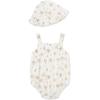 Little Me Clothes for Baby Girls’ Terry Bubble Romper and Hat Set, 3 to 12 Months(Floral)