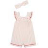 Little Me Clothes for Baby Girls’ 100% Cotton Gauze Romper and Headband Set, 12 Months to 4 Toddler