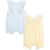 Little Me Clothes for Baby Girls’ 2-Pack Rompers, 3 Months – 12 Months(Chambray Blue/Banana Cream)