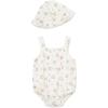 Little Me Clothes for Baby Girls’ Terry Bubble Romper and Hat Set, 3 to 12 Months(Floral)