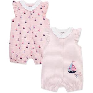 Little Me Clothes for Baby Girls’ 2-Pack Rompers, 3 Months – 12 Months(Almond Blossom/Multi)