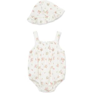 Little Me Clothes for Baby Girls’ Terry Bubble Romper and Hat Set, 3 to 12 Months(Floral)