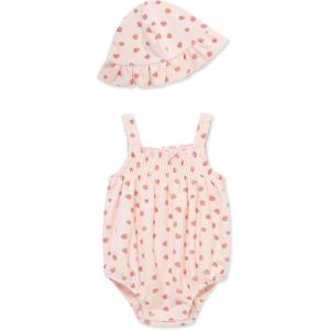 Little Me Clothes for Baby Girls’ Terry Bubble Romper and Hat Set, 3 to 12 Months(Mary’s Rpse/Pink Lemonade)