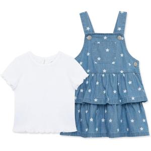 Little Me Clothes for Baby Girls’ Woven Jumper Dress Sets, 12 Months – 4 Toddler