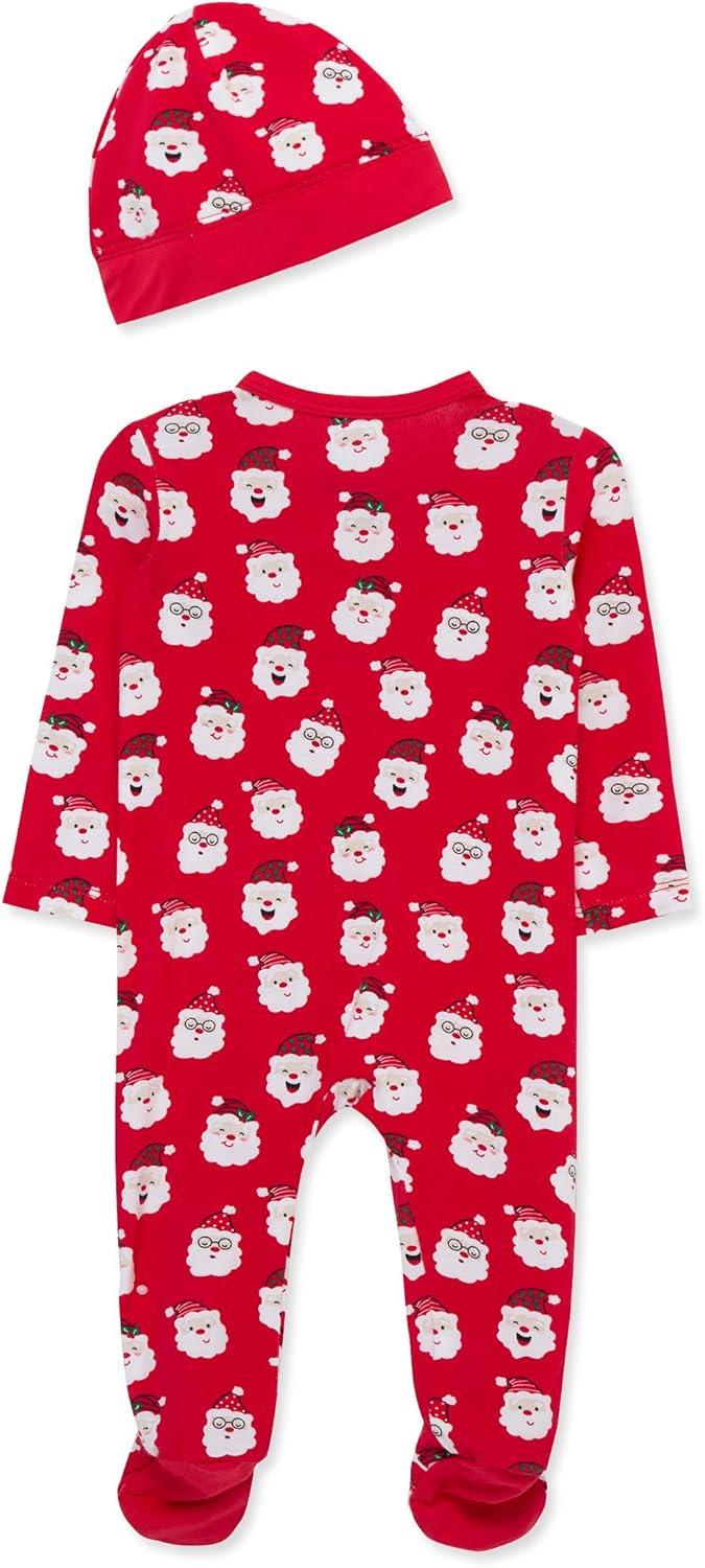 imageLittle Me Clothes for Baby Gender Neutral Viscose from Bamboo Zipper Closure Holiday Footie Pajamas Newborn to 9 MonthsLipstick Red
