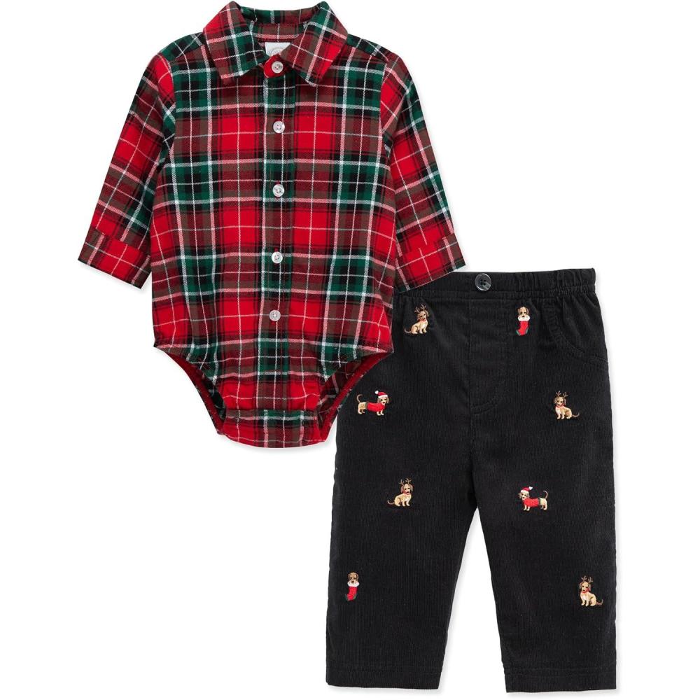 imageLittle Me Clothes for Baby Boys Fancy Dress Party Pups Assorted Set 3 Months to 9 MonthsRedBlack