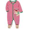 Little Me Clothes for Baby Boys’ and Girls’ Holiday Footies Rompers Sleepers, Newborn to 6 Months(Reindeer Stripe Footie)