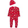 Little Me Clothes for Baby Gender Neutral Viscose from Bamboo Zipper Closure Holiday Footie Pajamas, Newborn to 9 Months(Lipstick Red Ginderbread)