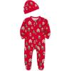 Little Me Clothes for Baby Gender Neutral Viscose from Bamboo Zipper Closure Holiday Footie Pajamas, Newborn to 9 Months(Lipstick Red Ginderbread)