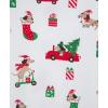 Little Me Clothes for Baby Gender Neutral Viscose from Bamboo Zipper Closure Holiday Footie Pajamas, Newborn to 9 Months(White/Lipstick Red)