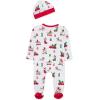 Little Me Clothes for Baby Gender Neutral Viscose from Bamboo Zipper Closure Holiday Footie Pajamas, Newborn to 9 Months(White/Lipstick Red)
