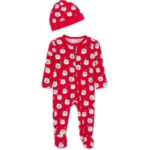 Little Me Clothes for Baby Gender Neutral Viscose from Bamboo Zipper Closure Holiday Footie Pajamas, Newborn to 9 Months(Lipstick Red)