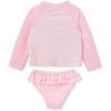 Little Me Baby Girls’ Little Girls’ Two-piece UPF+ 50 Sun Protection Rash Guard Set(Pink Flamingo)