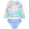 Little Me Baby Girls’ Little Girls’ Two-piece UPF+ 50 Sun Protection Rash Guard Set(Blue Vista)