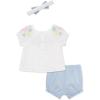 Little Me Clothes for Baby Girls’ Woven Sunsuit and Headband Set, 3-12 Months(White/Blue Floral)