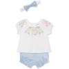 Little Me Clothes for Baby Girls’ Woven Sunsuit and Headband Set, 3-12 Months(White/Blue Floral)