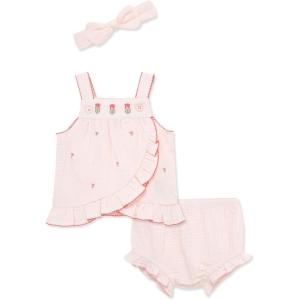 Little Me Clothes for Baby Girls’ Woven Sunsuit and Headband Set, 3-12 Months(Pink Tulip)