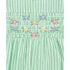 Little Me Clothes for Baby Girls’ 100% Cotton Woven Bubble Romper and Headband Set, 3 to 12 Months(Green Stripe)