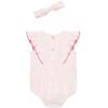 Little Me Clothes for Baby Girls’ 100% Cotton Woven Bubble Romper and Headband Set, 3 to 12 Months(Pink Tiny Flowers)