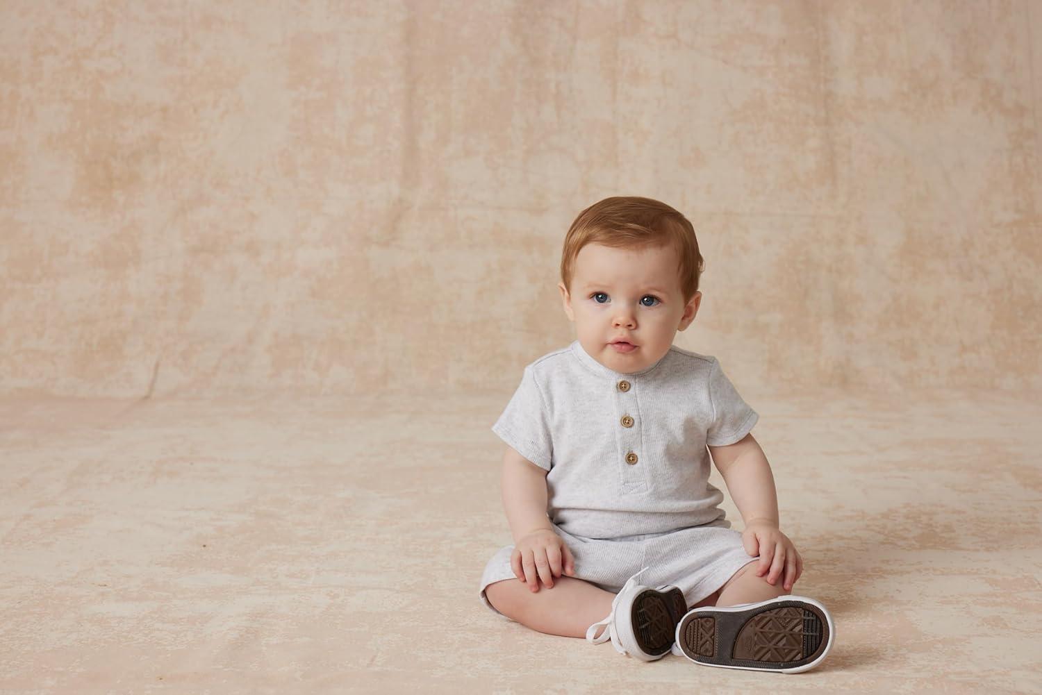 imageLittle Me Simply Essential Solids 100 Organic Clothes for Baby Boys 2Piece Short Set 012 Months