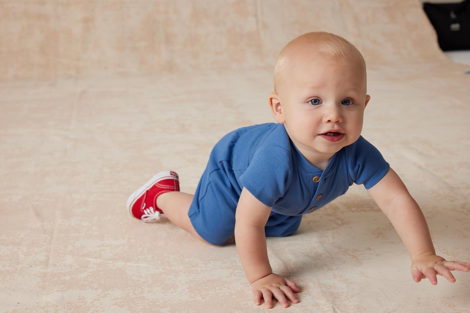 imageLittle Me Simply Essential Solids 100 Organic Clothes for Baby Boys 2Piece Short Set 012 Months