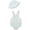 Little Me Clothes for Baby Boys’ Check Sunsuit and Hat Set, Blue, 12 Months