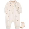 Little Me Clothes for Baby Boys’ Snap Closure Coverall and Matching Socks Set, 3 Months to 12 Months(Oatmeal Heather Safari)