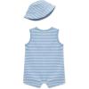 Little Me Clothes for Baby Boys’ Terry Romper and Coordinating Hat Set, 3 Months to 12 Months(Blue Bell/White)