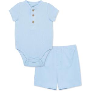 Little Me Simply Essential Solids 100% Organic Clothes for Baby Boys’ 2-Piece Short Set, 0-12 Months