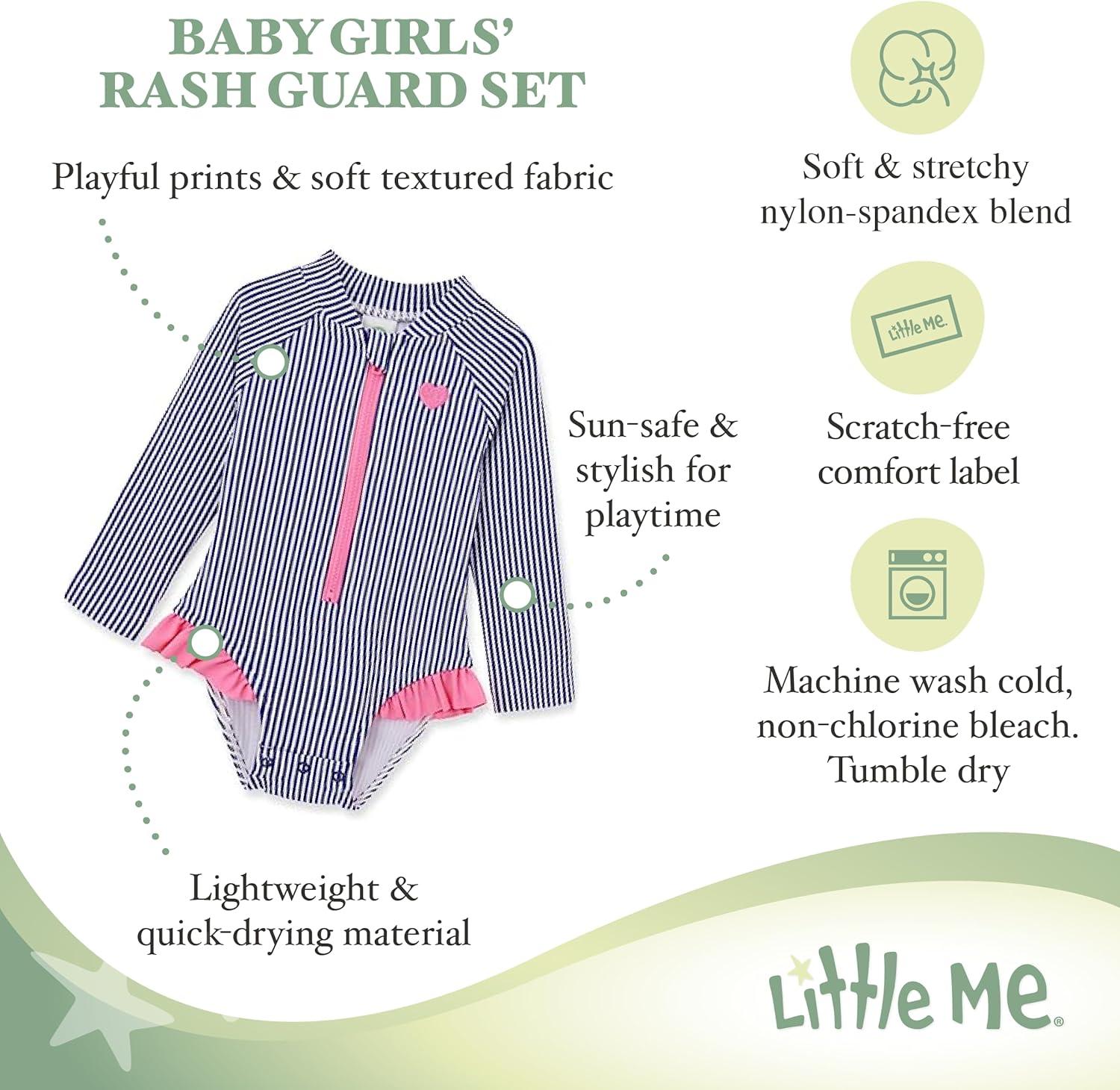 imageLittle Me Baby Girls Girls Twopiece Rash Guard SetNavy Stripe