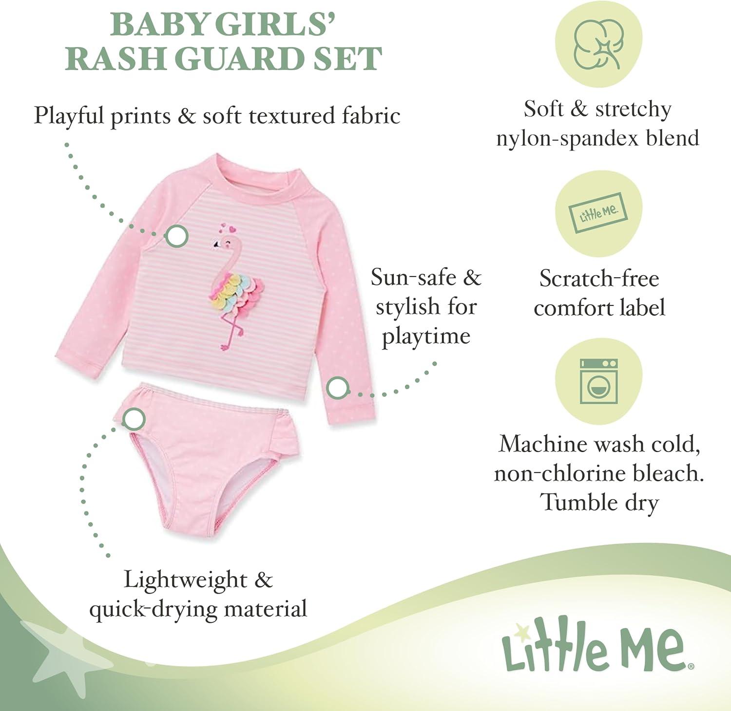 imageLittle Me Baby Girls Girls Twopiece Rash Guard SetPink Flamingo