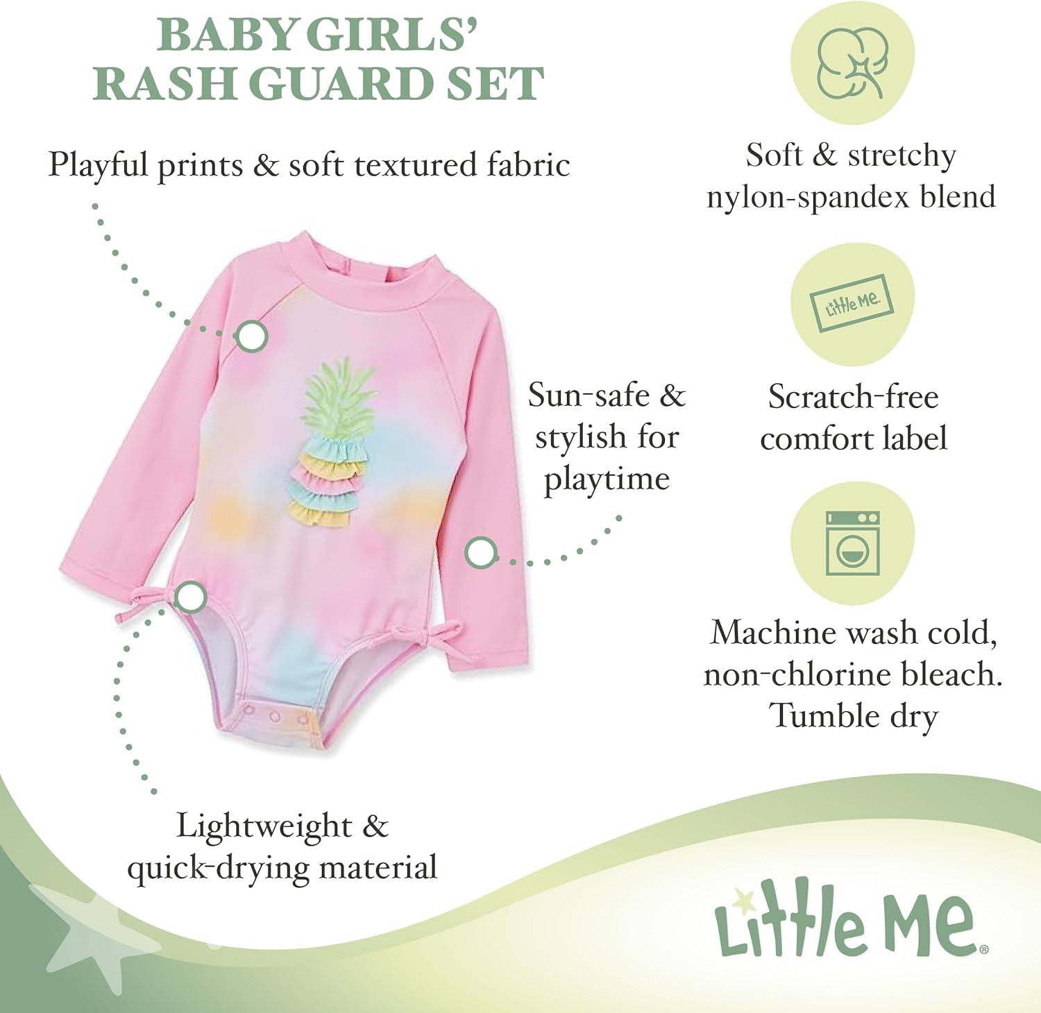 imageLittle Me Baby Girls Girls Twopiece Rash Guard SetTiedye Pineapple