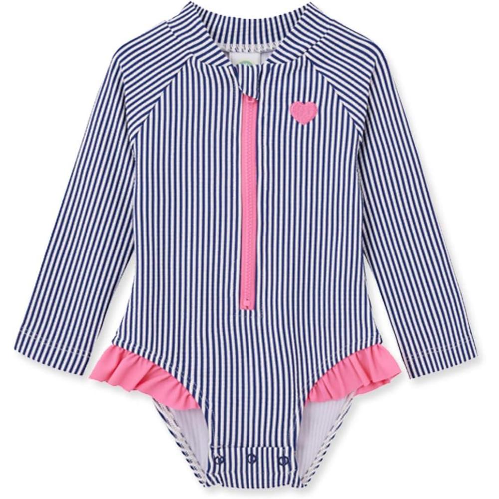imageLittle Me Baby Girls Girls Twopiece Rash Guard SetNavy Stripe