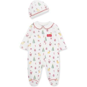 Little Me Clothes for Baby Boys’ and Girls’ Christmas Marshmallow Footie and Cap Set Romper Sleeper, 9 Months