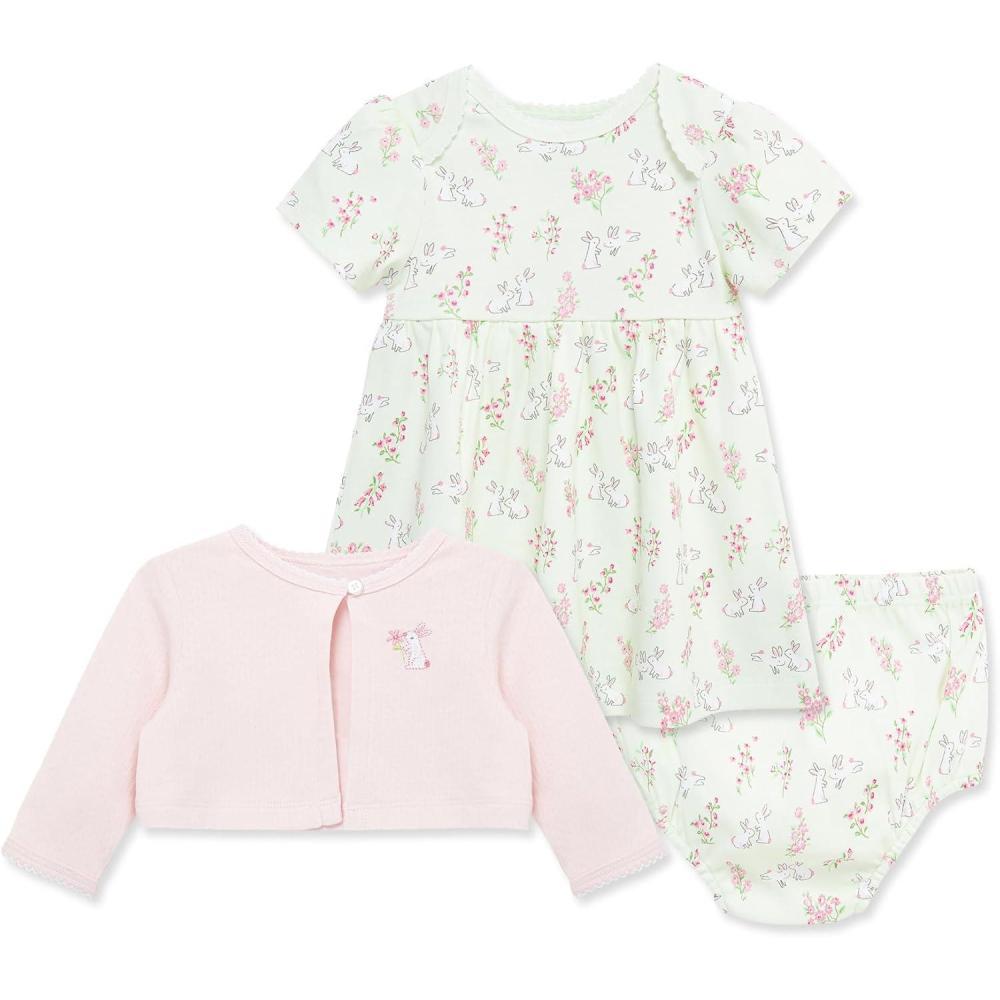 imageLittle Me Clothes for Baby Girls 100 Cotton Dress Set with Panty Green 3 to 12 MonthsGreen