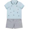 Little Me Clothes for Baby Boys Organic Cotton 2-Piece Short and Shirt Set, 12 Months – 4 Toddler(Navy)