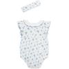 Little Me Clothes for Baby Girls’ Tulip Bubble with Headband, 3 to 12 Months(White/Blue)